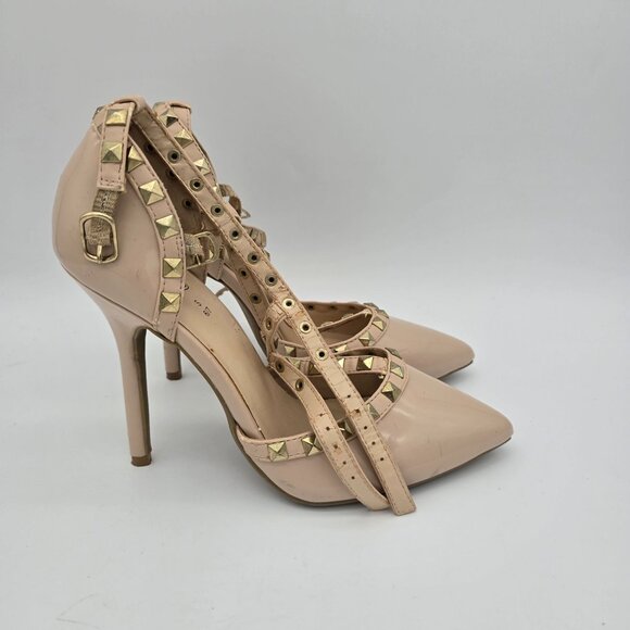 Rue21 Etc Studded Pointed Tan High Heel Pumps Size 6/7 - Picture 7 of 11